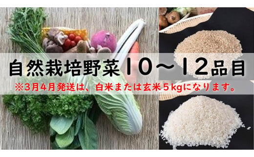 BI-8 自然栽培野菜10～12品目（3月4月は白米5kg）