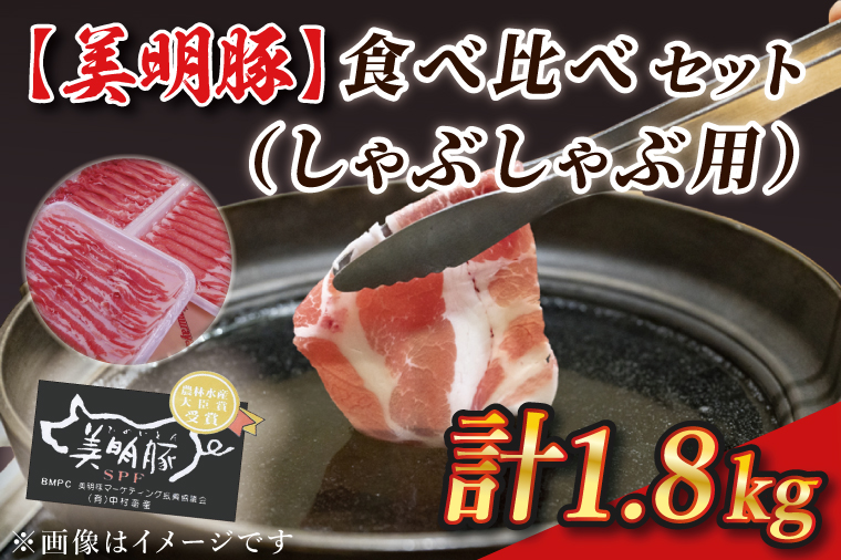J-2 【美明豚】食べ比べセット（しゃぶしゃぶ用1.8kg）